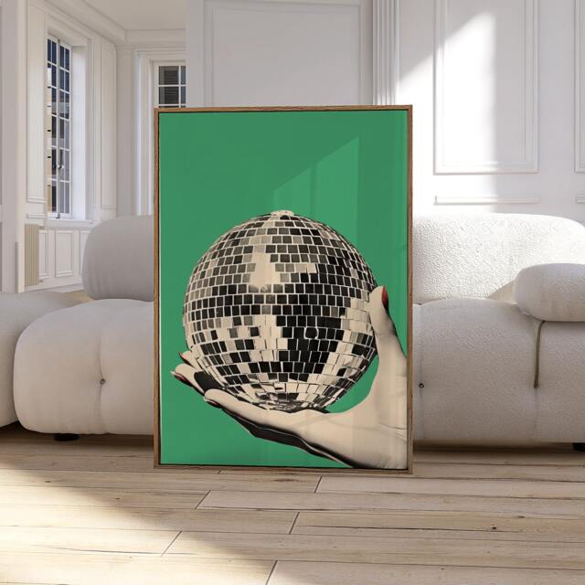 Disco Ball Print, Ball, Retro Poster, Trendy Wall Art, Kitchen Prints, Home Decor, Gallery Art Poster 2457 - image 1