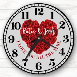 I Love You All The Time Grey Valentine's Day Gift Anniversary Personalised Clock - thumbnail 1