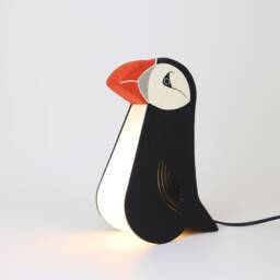 Puffin Night Light, Papermache Bedside Reading Lamp, New Home Presents, Decorative Table Lighting, Unique Xmas Gift For Bird Lovers, Seabird - thumbnail 3