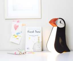 Puffin Night Light, Papermache Bedside Reading Lamp, New Home Presents, Decorative Table Lighting, Unique Xmas Gift For Bird Lovers, Seabird - thumbnail 1