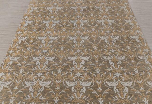 8x10 Rug Grey Silver Soft Silky Handmade Wool & Silk #5389 - 242x300 cms - image 1