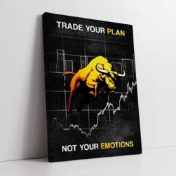 Trade Your Plan Not Emotions Quote Bull Stock Market Inspirational, Framed Canvas Wall Art Poster Print, Home Office & Room Decor, Gift - thumbnail 3