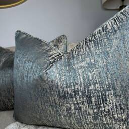 Teal - Gold Pillow Cover, Self Piped Cushion Luxury Pillow Home Decor, Bespoke Cover Designer Pepin River Ashley Wilde - thumbnail 2