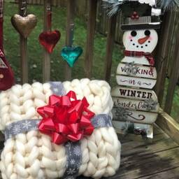 Chunky Knit Blanket, Super Chunky Knittted Throw Arm Knitted Merino Wool Knits, Knitting - thumbnail 3
