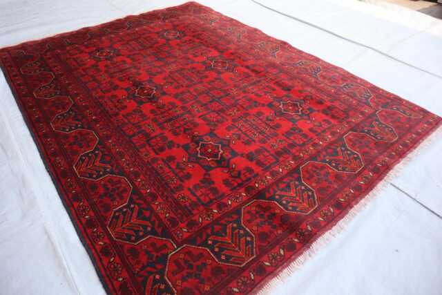 4'11x6'5 Bukhara Afghan Handmade Rug, Genuine Khal Mohammedi Area Turkmen Oriental Geometric Livingroom D??cor Rug - image 1