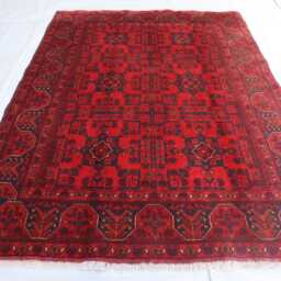 4'11x6'5 Bukhara Afghan Handmade Rug, Genuine Khal Mohammedi Area Turkmen Oriental Geometric Livingroom D??cor Rug - thumbnail 2
