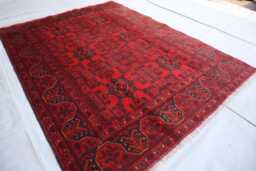 4'11x6'5 Bukhara Afghan Handmade Rug, Genuine Khal Mohammedi Area Turkmen Oriental Geometric Livingroom D??cor Rug - thumbnail 1