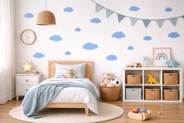 Cloud Wall Decals Peel & Stick, Removable Vinyl Stickers For Nursery Bedroom Decor, Minimal Boho Kids Room Decor - image 1