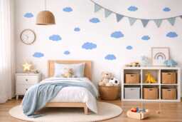 Cloud Wall Decals Peel & Stick, Removable Vinyl Stickers For Nursery Bedroom Decor, Minimal Boho Kids Room Decor - thumbnail 1