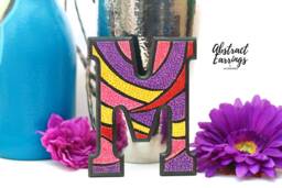 Hand Painted Wooden Letter M Colorful Pointillism Art, Wall Decor