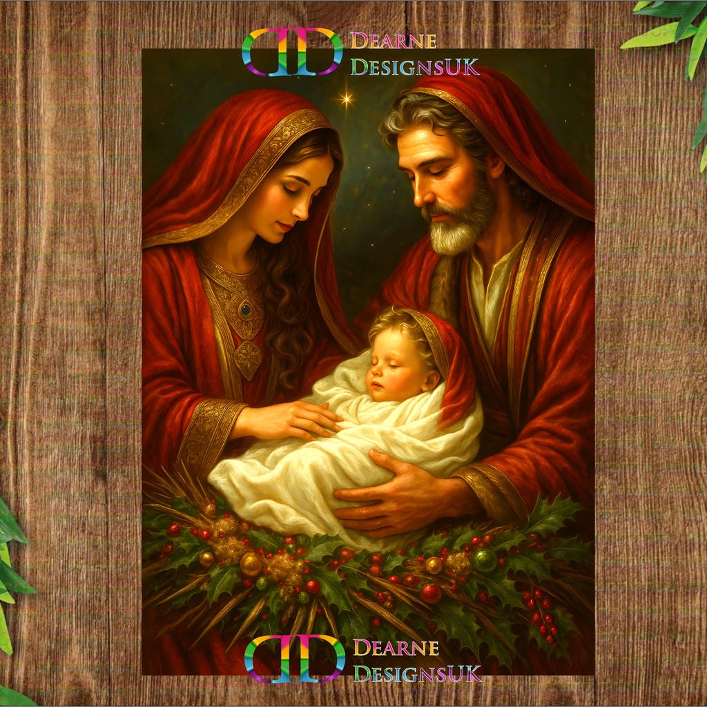 Carte De Noël Avec Scène De La Nativité - Anges Et Bébé Jésus En Couleurs Vives - Format 17.5x12.5cm, Intérieur Vierge - 2