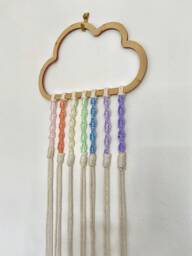 Pastel Rainbow, Colourful, Wall Decor, Hanging, Ribbon, Macrame, Cloud, Home, Knotty_Baby, Rainbow Cloud - thumbnail 1