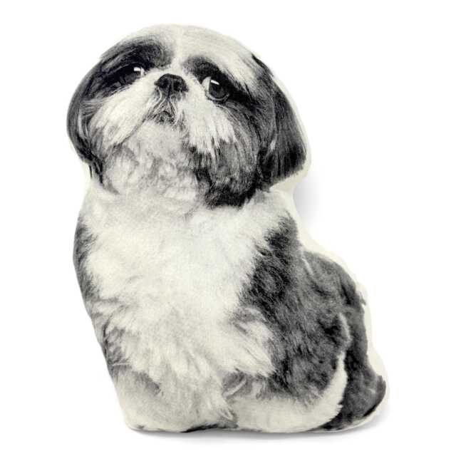 Shih Tzu Pillow, Contour Shaped, Black & White Silkscreen Printed Throw Perfect Gift For Dog Lovers - image 1
