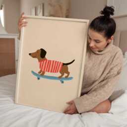 Dachshund Nursery Print, Sausage Dog Wall Art, Cute Poster, Kids Room Decor, Scandinavian Playroom Print - thumbnail 3