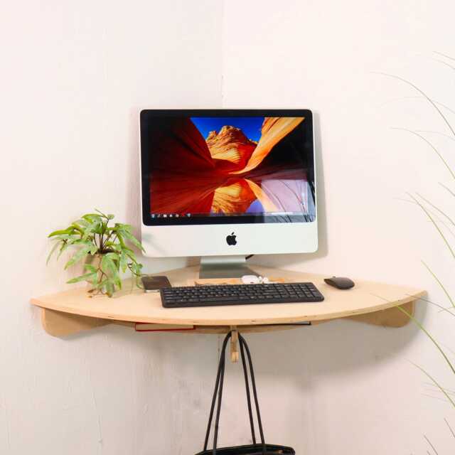Floating Corner Desk Wall Mounted Plywood Home Office by Etsy ...
