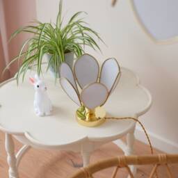 Flower Table Lamp - Baby Blue & Gold - thumbnail 4