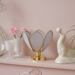 Flower Table Lamp - Baby Blue & Gold - thumbnail 2