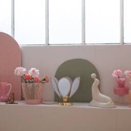Flower Table Lamp - Baby Blue & Gold - thumbnail 3