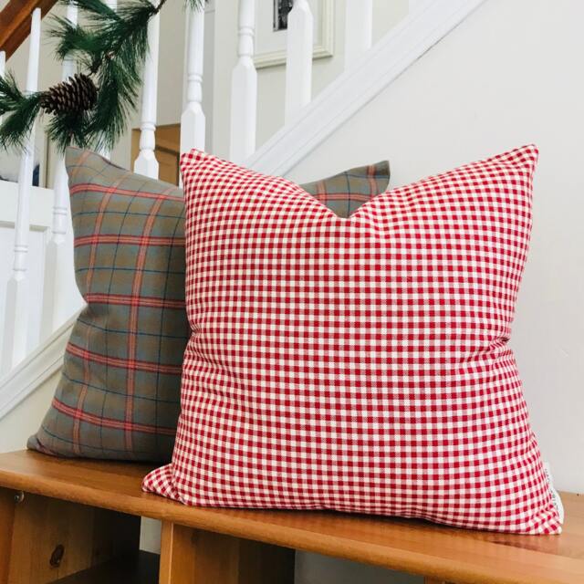Red Christmas Pillow Cover, Pillow, Plaid Picnic Patriotic Designer Hackner Home - image 1