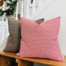 Red Christmas Pillow Cover, Pillow, Plaid Picnic Patriotic Designer Hackner Home - thumbnail 1