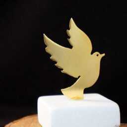 Decorative Dove Statue, Gold Plated Bronze Sculpture On White Marble, Symbol Of Peace - thumbnail 3