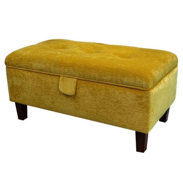 Handmade Gold Marl 70cm Buttoned Storage Ottoman - Manhattan Fabric Bespoke British Made - image 1