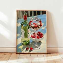 Ros?? Wine Poster, Strawberry Table Print, Kitchen Wall Art - thumbnail 4
