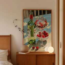 Ros?? Wine Poster, Strawberry Table Print, Kitchen Wall Art - thumbnail 2