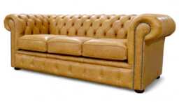 Lounging Sofa Living Room 3 Seater Couch Authentic Real Leather Tan Premium Distressed - thumbnail 1