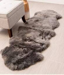 Genuine Australian Sheepskin Rug Double Pelt Taupe Fur, Approx. 2Ft X 6Ft Wool Fur - thumbnail 1