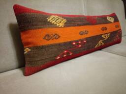 Kilim Striped Pillow 12x36 Inches Design Turkish Kilim Decorative Lumbar Home Anatolian Pillowcase - thumbnail 1