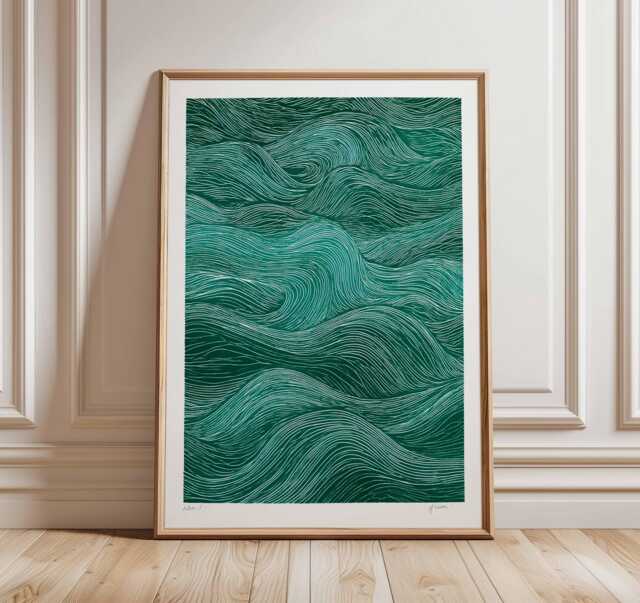 Abstract Wave Poster, Ocean Inspired Wall Art, Modern Line Art Print, Minimalist Sea Pattern, Calming Coastal Decor For Home - image 1