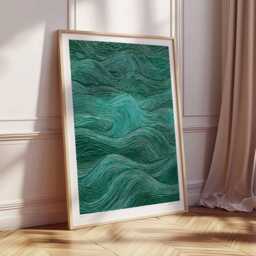 Abstract Wave Poster, Ocean Inspired Wall Art, Modern Line Art Print, Minimalist Sea Pattern, Calming Coastal Decor For Home - thumbnail 2