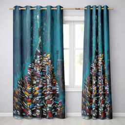 Child Reaching For Star On Book Stack Unique Vibrant Design Modern Home Decor Readymade Eyelet Ring Top Thermal 100% Blackout Curtains