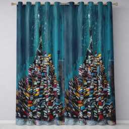 Child Reaching For Star On Book Stack Unique Vibrant Design Modern Home Decor Readymade Eyelet Ring Top Thermal 100% Blackout Curtains - thumbnail 3