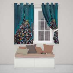 Child Reaching For Star On Book Stack Unique Vibrant Design Modern Home Decor Readymade Eyelet Ring Top Thermal 100% Blackout Curtains - thumbnail 2