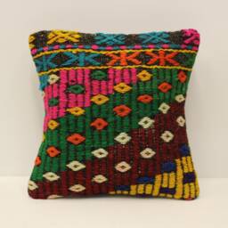 Vintage Kilim Pillow, 12x12 Turkish Kilim, Home Decor, Boho Decorative Throw Cushion Cover, Sofa Aztec Pillow 4Of-138