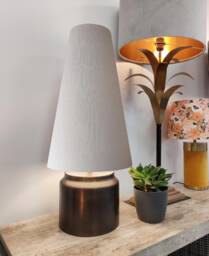 Light Grey Extra Tall Cone Lampshade in Cotton, Conical Fat Lamp Shade