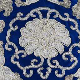 "Decorative Medallion, Sequins Embellished Royal Blue Sofa Throw Pillow Large 24""x24""/26""x26" - thumbnail 2
