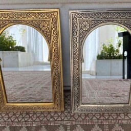 Handcrafted Moroccan Brass Wall Mirror Elegant Mosque Design - thumbnail 3