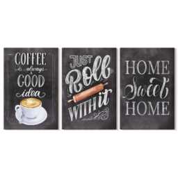 Canvas Set Of 3 Wall Art - Coffee, Roller, Home Warmth & Coziness, Gray Photo Print, Sentences Hanging Piece - thumbnail 2