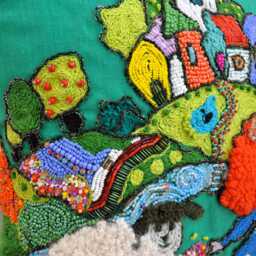 Luxury Hand Embroidered Linen Pillow, Ooak Rare Collector Piece, 200+ Hours, Alpaca Threads, Natural Stone Beads, Made in Spain, Gift - thumbnail 4