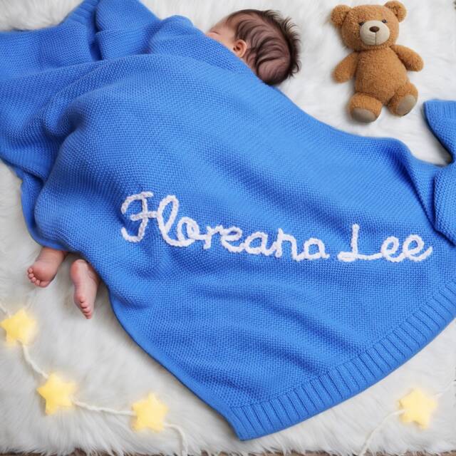 Custom Baby Name Blanket, Personalised Baby Blanket, Embroidered Newborn Gift, Shower Gift, Gift For Girl Boy - image 1