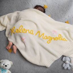 Custom Baby Name Blanket, Personalised Baby Blanket, Embroidered Newborn Gift, Shower Gift, Gift For Girl Boy - thumbnail 2