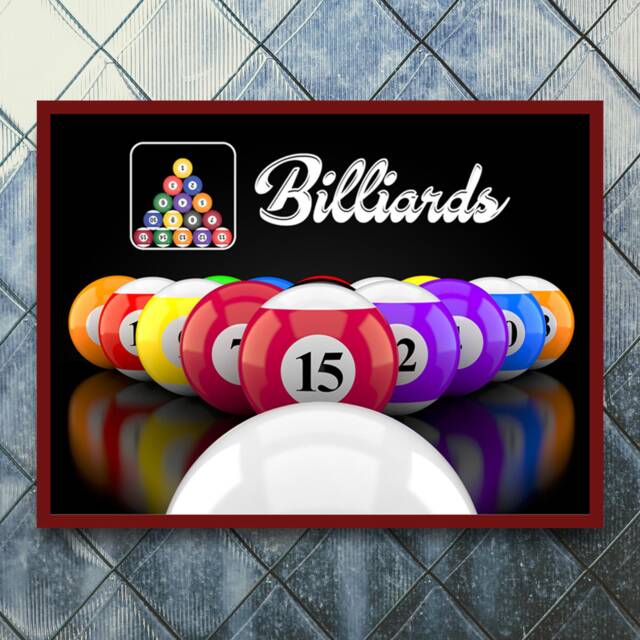 8 Ball Pool Metal Sign Billiards Wall Art, Man Cave Decor - image 1