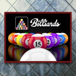 8 Ball Pool Metal Sign Billiards Wall Art, Man Cave Decor - thumbnail 1