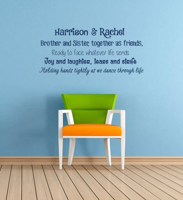 Personalised Brother & Sister Poem, Quote, Vinyl Wall Art Sticker Decal Mural. Home, Decor. Children's Bedroom, Playroom. Siblings - image 1