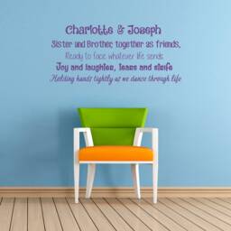 Personalised Brother & Sister Poem, Quote, Vinyl Wall Art Sticker Decal Mural. Home, Decor. Children's Bedroom, Playroom. Siblings - thumbnail 2