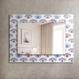 Eyes Pattern Mirror, Rectangular Mirror With Frame, Purple Wall Printed Decorative Bathroom - thumbnail 1