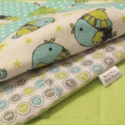 Blue Bird Baby Quilt Teal Green Flannel Crib Blanket - thumbnail 4